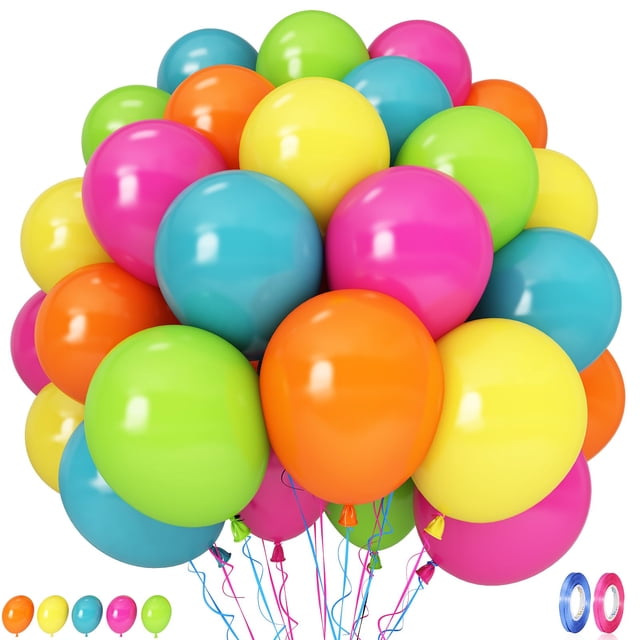 Set de globos Govpy, 60 unidades, 12 pulgadas, látex neón, decoración para fiestas