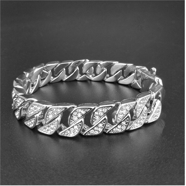 Collar de acero inoxidable para hombre, gargantilla de cadena de eslabones cubanos sin desvanecimiento, rombo de circón, joyería rapero de Hip Hop, 316L Fivean unisex