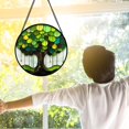thumbnail image 3 of Stained Glass Window Hanging, Green Tree Fringed Leaves Suncatcher Diamond Glass Panel Hangings Sun Catchers Decor for Birthday for Women, Men, Wife, Aunt, and Mom, 3 of 5
