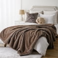 thumbnail image 5 of Battilo Luxury Brown Faux Fur Throw Blanket, Striped Large Mink Faux Fur Blankets and Throws for Couch, sofa, Bed, Super Soft Warm Cozy Fuzzy Thick Faux Fur Blanket for Home Decor, 60"x80", 5 of 6