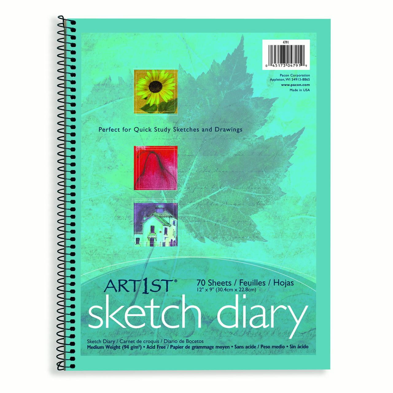 Art1st® Sketch Diary, 12" x 9", White, 3/pkg