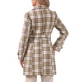 thumbnail image 3 of INSPIRE CHIC Single Breasted Pea Coat for Women's Plaid Winter Trench Outerwear XL Khaki, 3 of 5