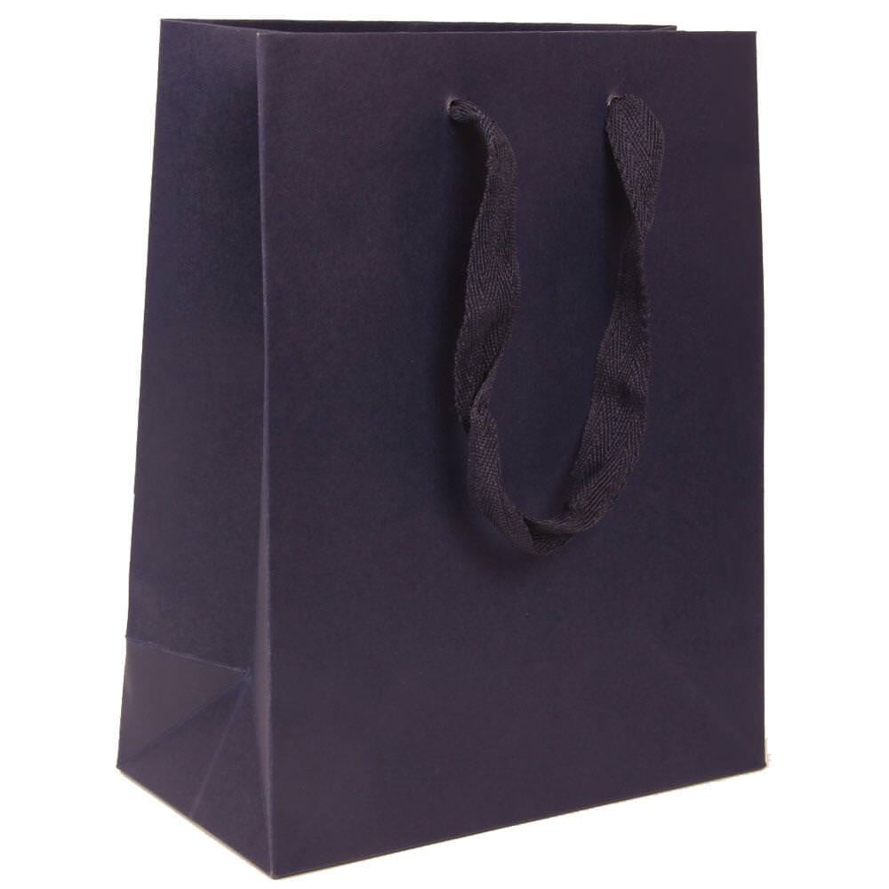 JAM Paper Matte Gift Bag, 8x10x4, Navy Blue Kraft, 1/Pack, Medium