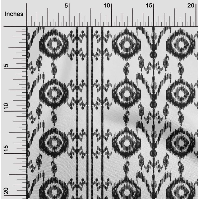 oneOone Silk Tabby Fabric Paisley|Stripe & Circle Ikat Print Fabric BTY 42 Inch Wide