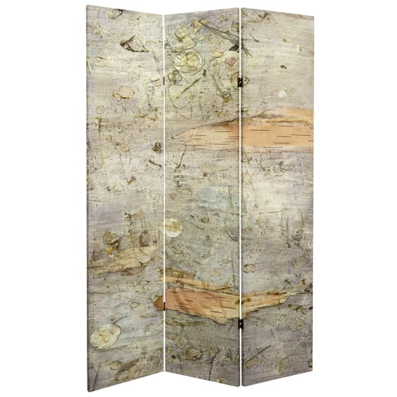 Red Lantern 6 ft. Tall Pale Forest Canvas Folding Room Divider - 3 Panel, Natural Wood Frame