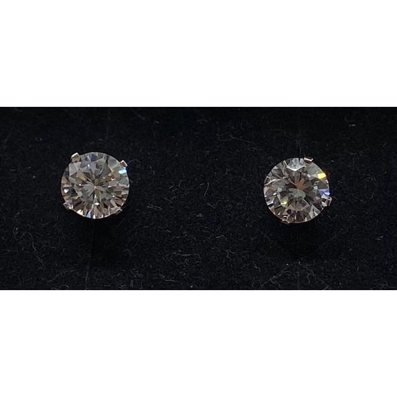 Vintage Style 1.00 CTTW Round Cut Simulated Diamond Solitaire Stud Earrings, 14K White Gold Plated