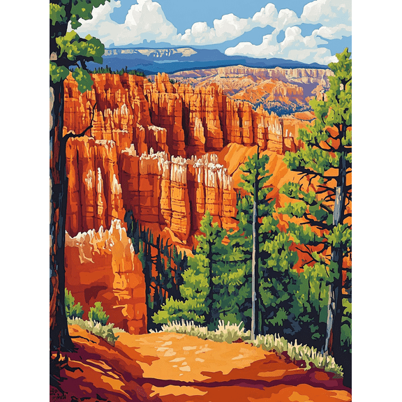 Bryce Canyon National Park Landscape Canvas Print/Wall Art，Suitable for Living Room，Bedroom，Office，Hotel，Restaurant Decoration