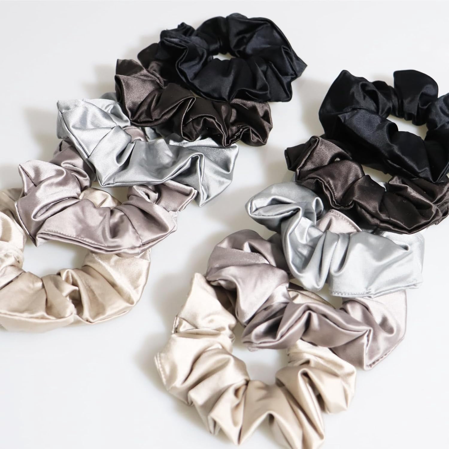 -Satin Scrunchies, Ultra Softer Than Silk Scrunchies Hair Ties, for Frizz & Breakage Prevention, Ideal Gifts for Women Basic