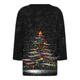 thumbnail image 4 of 3/4 Sleeve Holiday Tops for Women Christmas Outfits V Neck Loose Fit Funny Graphic Tee Shirts Festive Clothes (XL, Black), 4 of 5