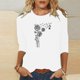 thumbnail image 3 of Camisetas Casuales de las Mujeres de Moda Impresa 3/4 Mangas Blusa Cuello Redondo para el Hogar Y Diario, 3 of 4