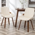 thumbnail image 5 of FOWEOAIU Modern Dining Chairs,Leather Upholstered Walnut Wood Kitchen Dining , Beige (Set of 2) ﻿, 5 of 13