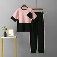 thumbnail image 2 of SnZhen Two Piece Sets for Women Summer Women's Stylish Casual Suit Round Neck Short-sleeved Wide-leg Pants Two-piece Set, 2 of 6