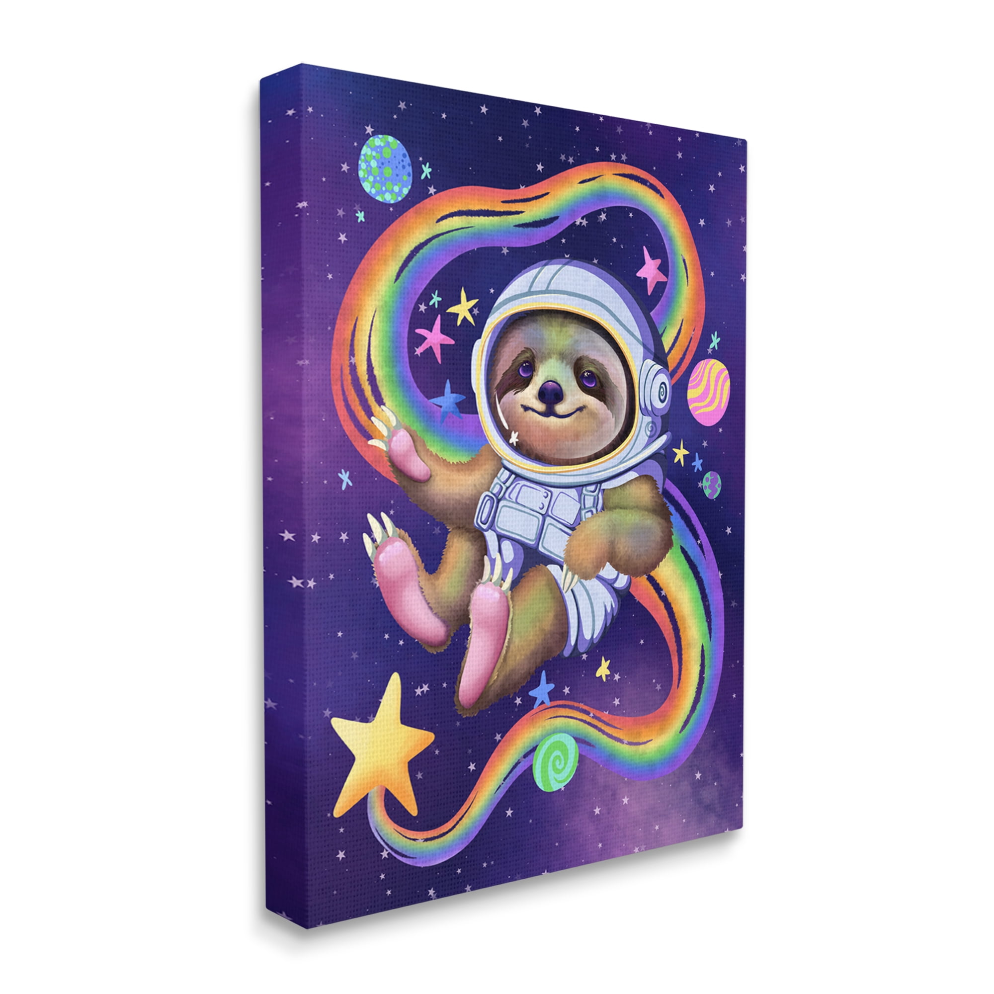Stupell Industries Sloth in Outer Space Animals & Insects Painting Gallery Wrapped Canvas Art Print Wall Art, 24 x 30