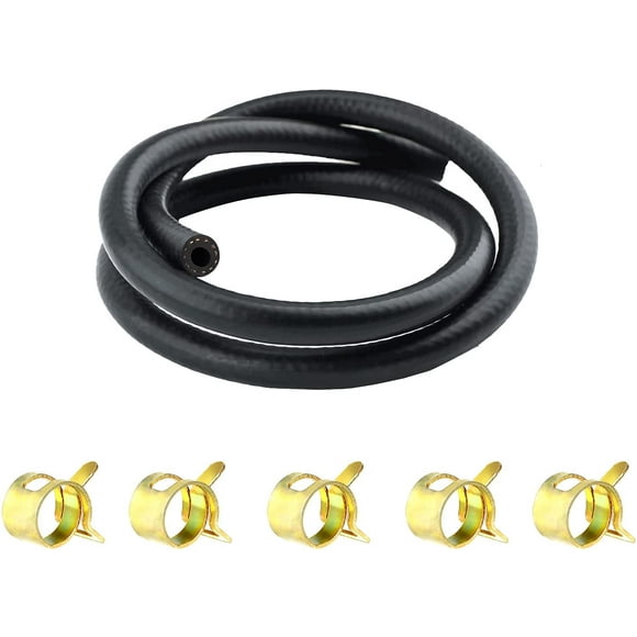 SAVITA 1 Pc 3.28 Ft 3/16" inch ID Fuel Pipe Fuel Hose with 5 Pieces of Hose Clamps, Gasoline Hose Tool Kit, Suitable