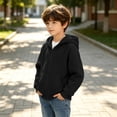 thumbnail image 4 of Boys Fashion Hoodie Jackets Casual Loose Fit Long Sleeve Lightweight Kids Zip Up Sweatshirt Black 12 Years, 4 of 9