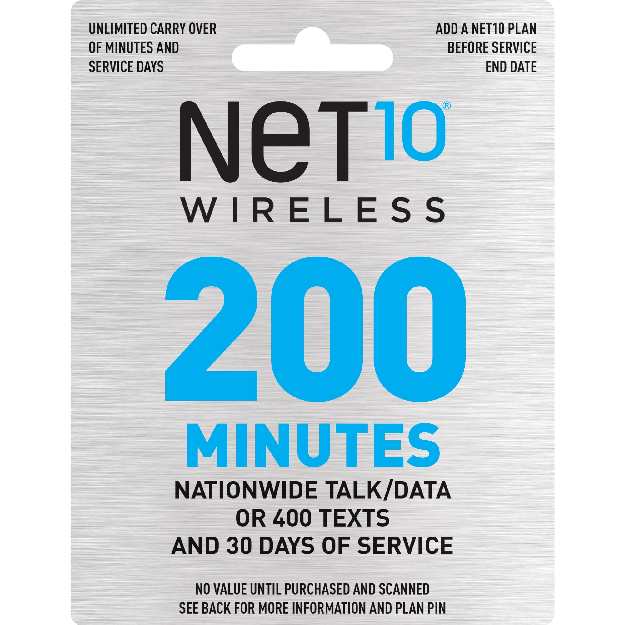 Net10 20 200 Minutes Prepaid 30 days Plan (Email Delivery)
