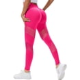 thumbnail image 2 of Women's Hollowed Out High Waisted Yoga Pants, Seamless Hip Lifting Workout Leggings, Quick Dry Running Fitness Pants for Women, Tummy Control Athletic Gym Pants Hot Pink M, 2 of 8