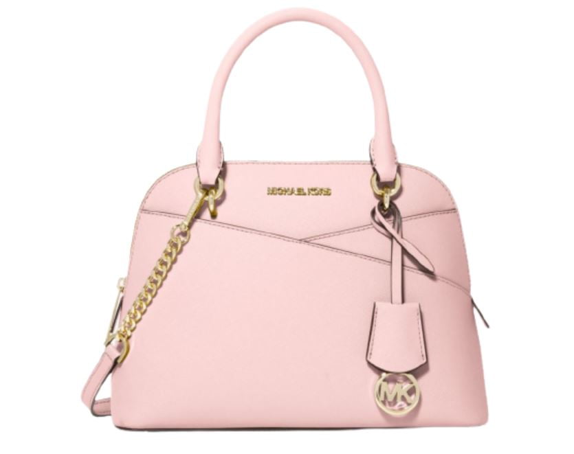 Michael Kors Womens Jet Set Medium Logo Dome Satchel Saffiano Leather  (Powder Blush) 