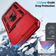 thumbnail image 4 of for iPhone 14 Pro Case with Slide Lens Cover HD Screen Protector,  Grade Drop Protection,  Rotated Ring Holder Kickstand Protective Phone Case,Red, 4 of 12