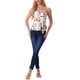 thumbnail image 2 of INSPIRAR CHIC Blusa sin mangas de flores para mujer, top de tirantes, cuello en V, cintura con lazo, peplum, XL, blanco y verde, 2 of 6