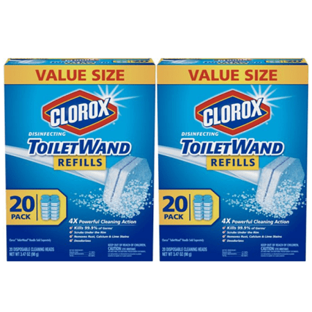 - (2 pack) Clorox ToiletWand Disinfecting Refills, Disposable Wand Heads - 20 ct