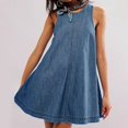 thumbnail image 5 of Womens Summer Dresses Denim Sleeveless Ruffles Backless Flowy Mini Jean Dress with Pockets Blue Outfits for Wedding Guest L, 5 of 9