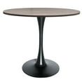 thumbnail image 6 of LeisureMod Bristol Mid-Century Modern 36" Round Table with Wood Top and Iron Pedestal Black Base with Gloss Finish for Kitchen and Dining Room, Dark Walnut, 6 of 8