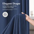 thumbnail image 3 of 72"x72" Navy Blue Shower Curtain, Waffle Textured Thick Fabric Shower Curtains for Bathroom, Polyester Cloth Bath Curtain with 12 Plastic Hooks, 3 of 9