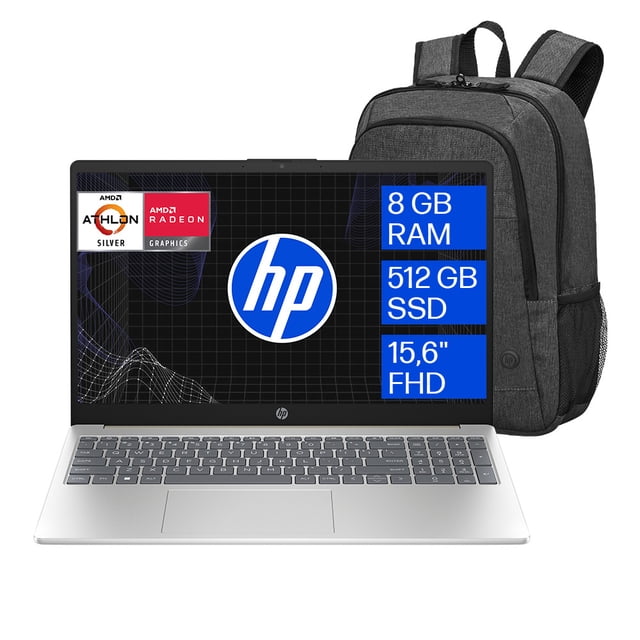 Laptop HP 15-fc0069la AMD Athlon Silver 8GB RAM 512GB SSD Incluye backpack