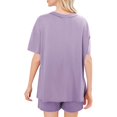 thumbnail image 3 of MKLEKYY Pijama Corto Para Mujer, Conjunto De Manga Murciélago De Gran Tamaño Para Mujer, Top Y Pantalones Cortos Casuales, Conjunto De 2 Piezas, Chándal, 3 of 4