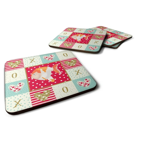 Lionhead Goldfish Love Foam Coaster Set of 4 Red