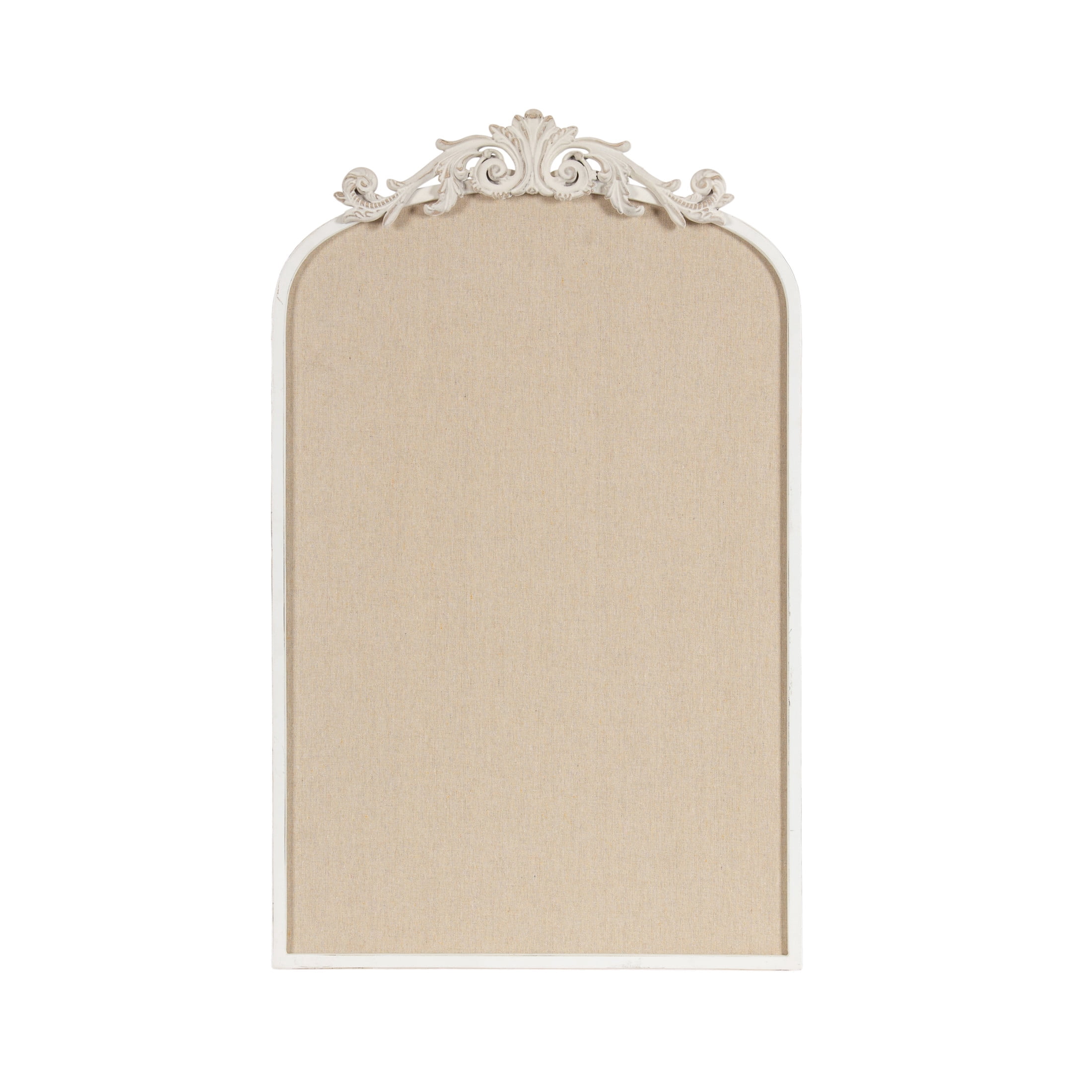 Kate and Laurel Arendahl Decorative Arch Pinboard, 19 x 31, White, Framed Arched Ornate Vintage Cork Board for Use as Motivational Vision Board or Wall Organizer