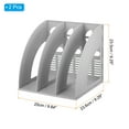 thumbnail image 2 of Uxcell Magazine File Holder, 2Pcs Plastic Vertical 3 Compartment Desktop Book Newspaper Notebook Storage Rack, Grey, 2 of 4