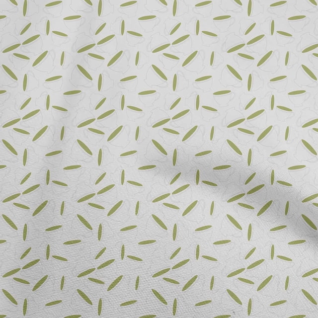 oneOone Rayon Light Green Fabric Utensils Tea Cups Sewing Material Print Fabric By The Yard 56 Inch Wide