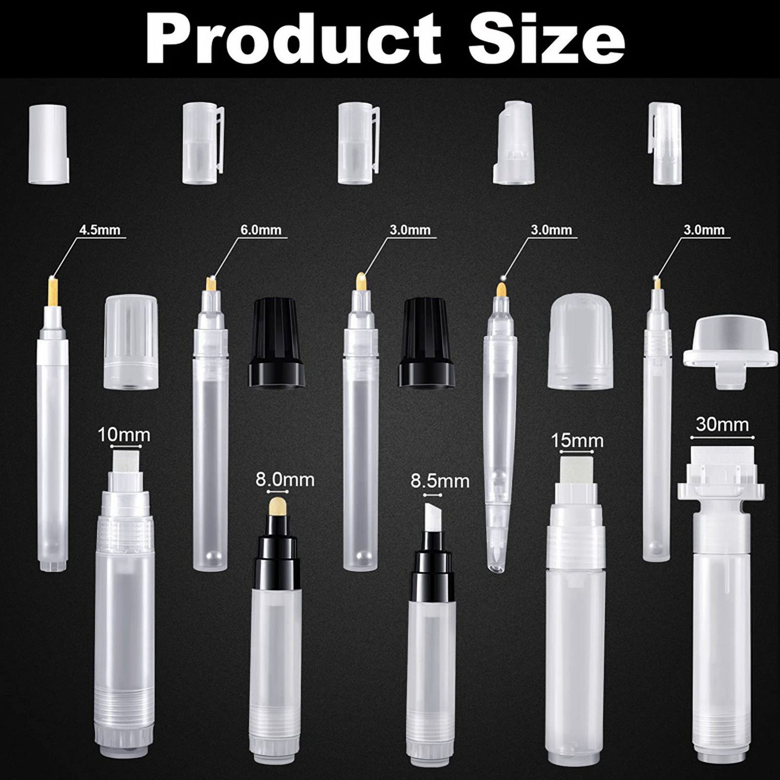 20 Pieces Refillable Paint Pens Empty Pen Rod Paint Markers Refillable Empty Acrylic Paint Marker for