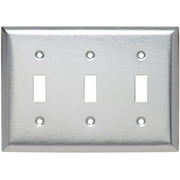 Legrand - Pass & Seymour SL3CC10 Stainless Steel Wall Plate 430 Three Gang Three Toggle No Line