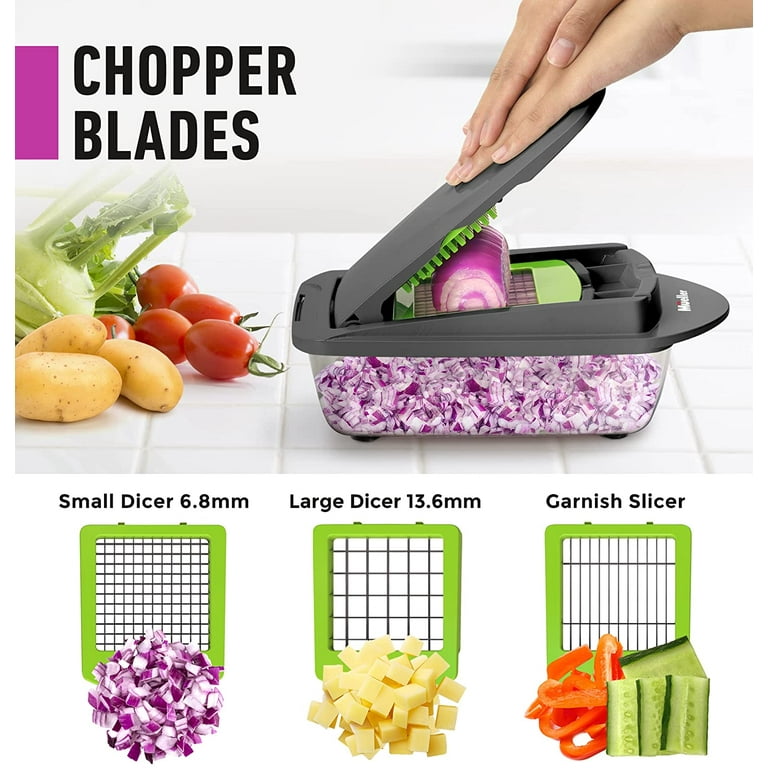Mueller Pro-Series 10-in-1, 8 Blade Vegetable Chopper, Onion Mincer,  Cutter, Dicer, Egg Slicer with Container