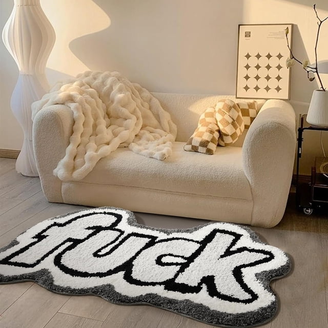 Colorful Funky Cute Bathroom Rugs Bath Mat Non Slip Rubber Backed Machine Washable, Rude Swear Words Trendy Aesthetic Unique Cool Shag Absorbent Bath Rug Funny Gift for Her/Him