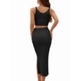 thumbnail image 6 of Women'S 2 Piece Outfits Top with Slit Bodycon Long Skirt Clothing Set, 6 of 7