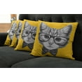thumbnail image 2 of Ambesonne Animal Throw Pillow Cover 4 Pack, Hipster Kitten Cat, 16", Mustard Grey, 2 of 6