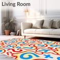thumbnail image 2 of ODIKA 4'x6' Machine Washable Non-Slip Area Rug, Playful Alphabet Spiral Featuring Vibrant Letters Numbers Shapes High Traffic Rug with Pad, Beige, 690139, 2 of 8