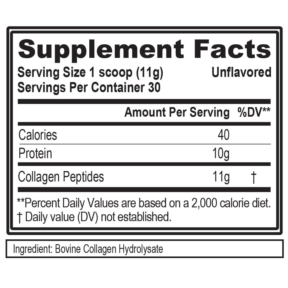 Collagen Peptides Powder for Bone & Joint Support - Hair Skin and Nails Vitamins - EVL Hydrolyzed Collagen Powder Supplement 30 Servings