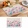 thumbnail image 6 of Blue Pink Flowers Placemats Set of 6 Spring Garden Floral Rustic Burlap Place Mats Indoor Wipeable Table Mats Washable Cloth Dining Table Placemats for Kitchen Holiday Party Home Decor 13x19 Inch, 6 of 9