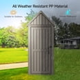thumbnail image 6 of Dovov Outdoor Storage Shed Garden Tool Shed Outdoor Plastic Waterproof Storage Cabinet with Removable Shelf and Sloped Roof, 12 Storage Hooks, for Yard, Patio, Garden, Backyard, Deck and Porch, Brown, 6 of 10