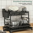 thumbnail image 4 of stusgo Foldable Over The Sink Dish Drying Rack with Drainage,Stainless Steel Large Multifunctional Dish Racks,Rustproof Dish Rack for Kitchen Counter Organization 2 Tier Black, 4 of 7