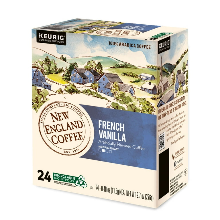 New England Medium Roast French Vanilla Coffee, Keurig K-Cups 24