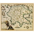 thumbnail image 2 of Visscher 17x15 Black Ornate Wood Framed with Double Matting Museum Art Print Titled - Peloponnese Peninsula Greece - Visscher 1681, 2 of 4