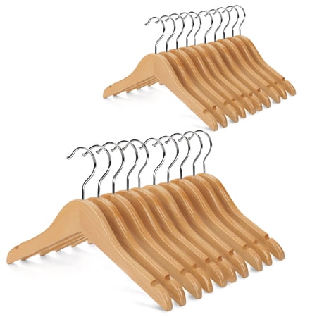 Wooden Shirt and Coat Hangers 20 Pack Natural Finish