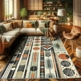 thumbnail image 2 of Ambesonne Bohemian Decorative Rug Carpet, Mid Century Modern Shapes, 2' x 5', Olive Green Rust Ivory, 2 of 5