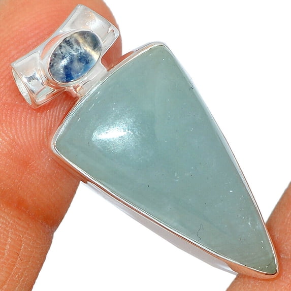 Aquamarine - Brazil & Rainbow Moonstone 925 Silver Pendant Jewelry BP42788 XGB